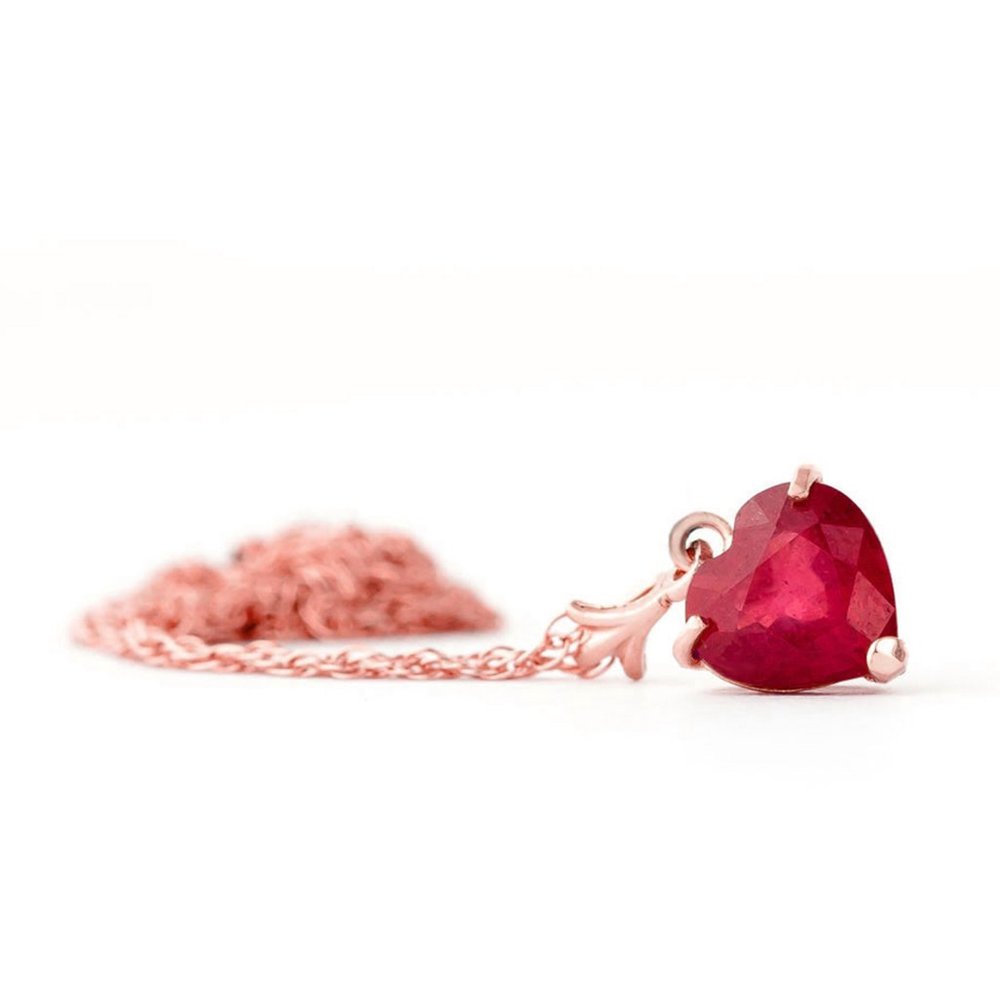 14K. SOLID GOLD NECKLACE WITH NATURAL HEART RUBY - Picture 5 of 11